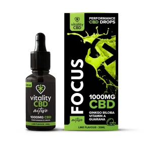 1000mg-2000mg Active: Focus CBD Oil Lime Flavour Drops  | 30ml