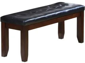 48" Black and Espresso Upholstered Faux Leather Bench