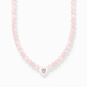 Charming Choker With Heart And Pink Pearls KE2181-035-9