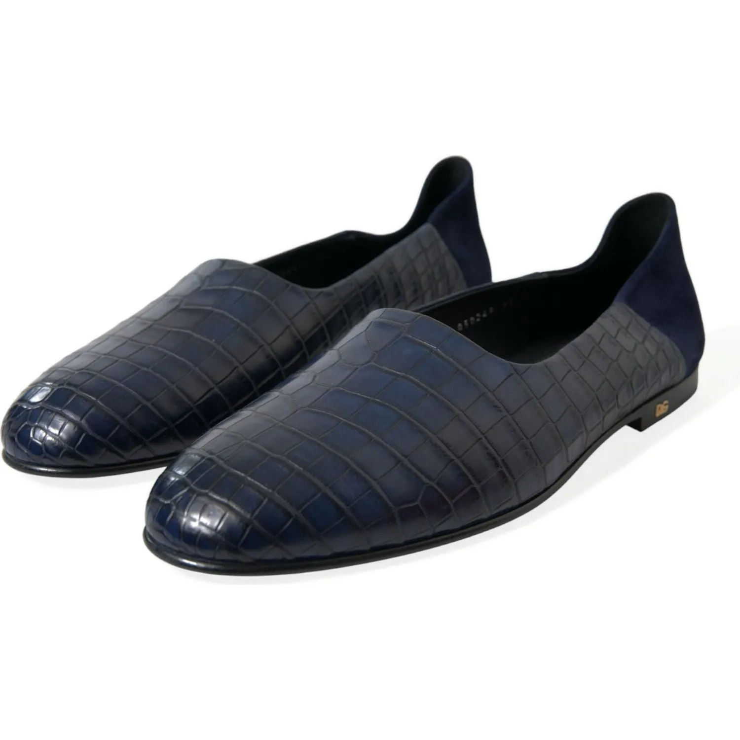 Dolce & Gabbana Elegant Blue Crocodile Leather Loafers