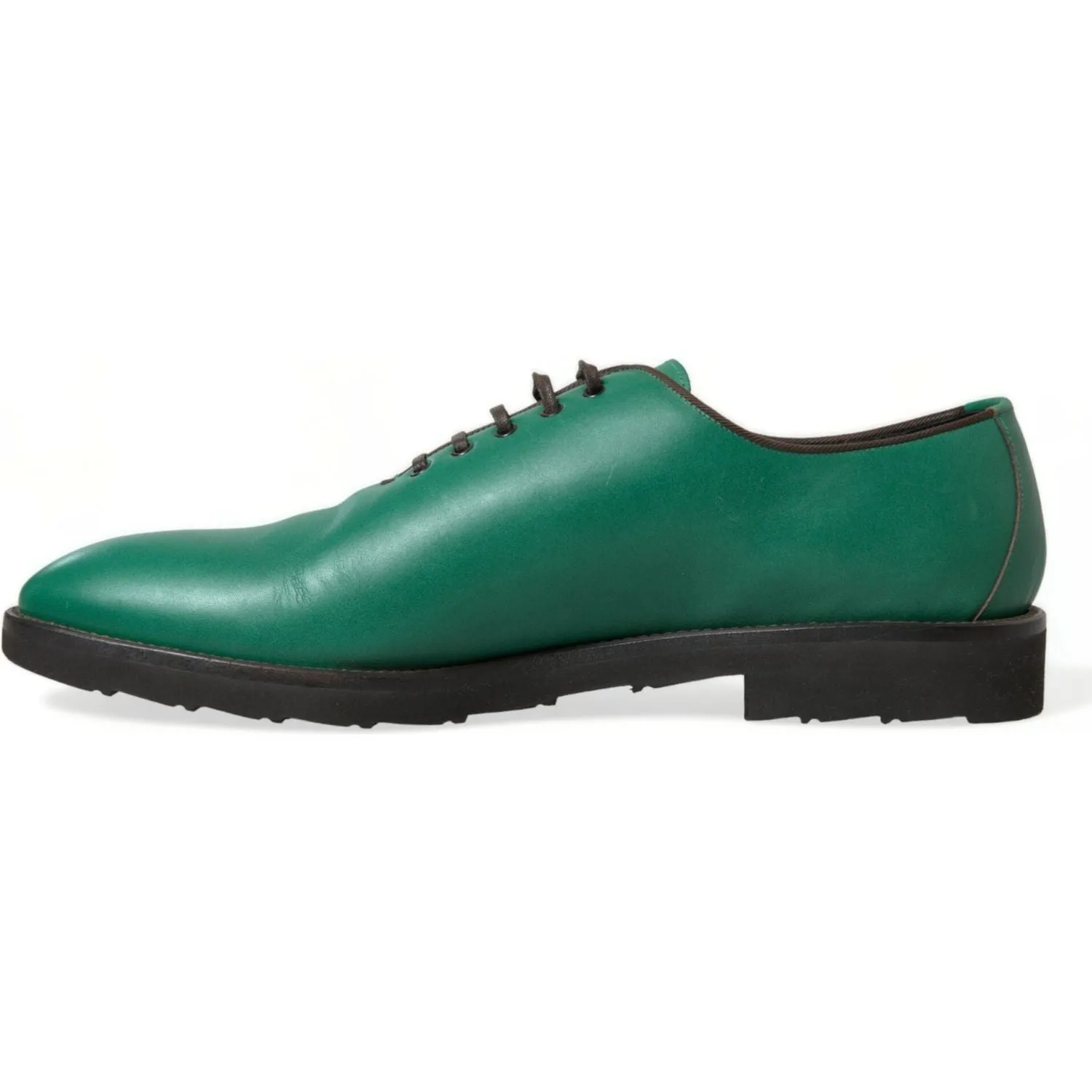 Dolce & Gabbana Elegant Green Leather Oxford Dress Shoes