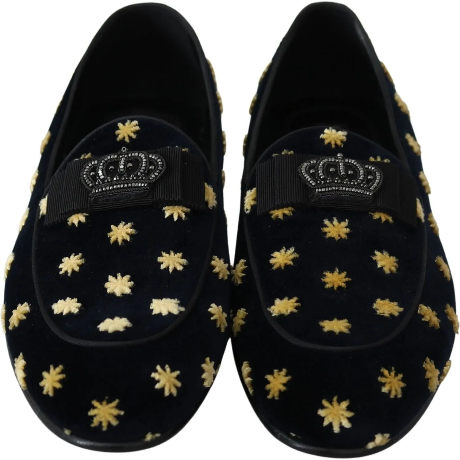 Dolce & Gabbana Elegant Velvet Crown Embroidery Loafers