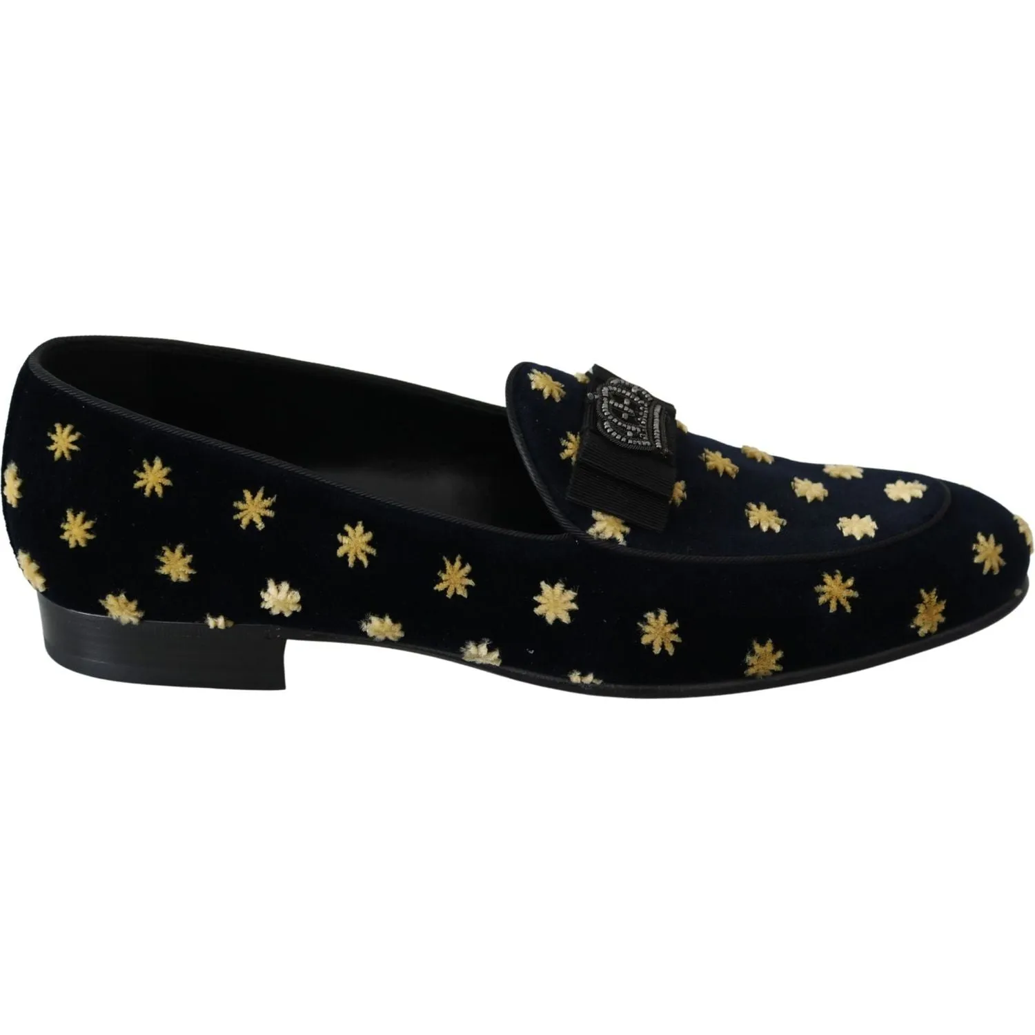 Dolce & Gabbana Elegant Velvet Crown Embroidery Loafers