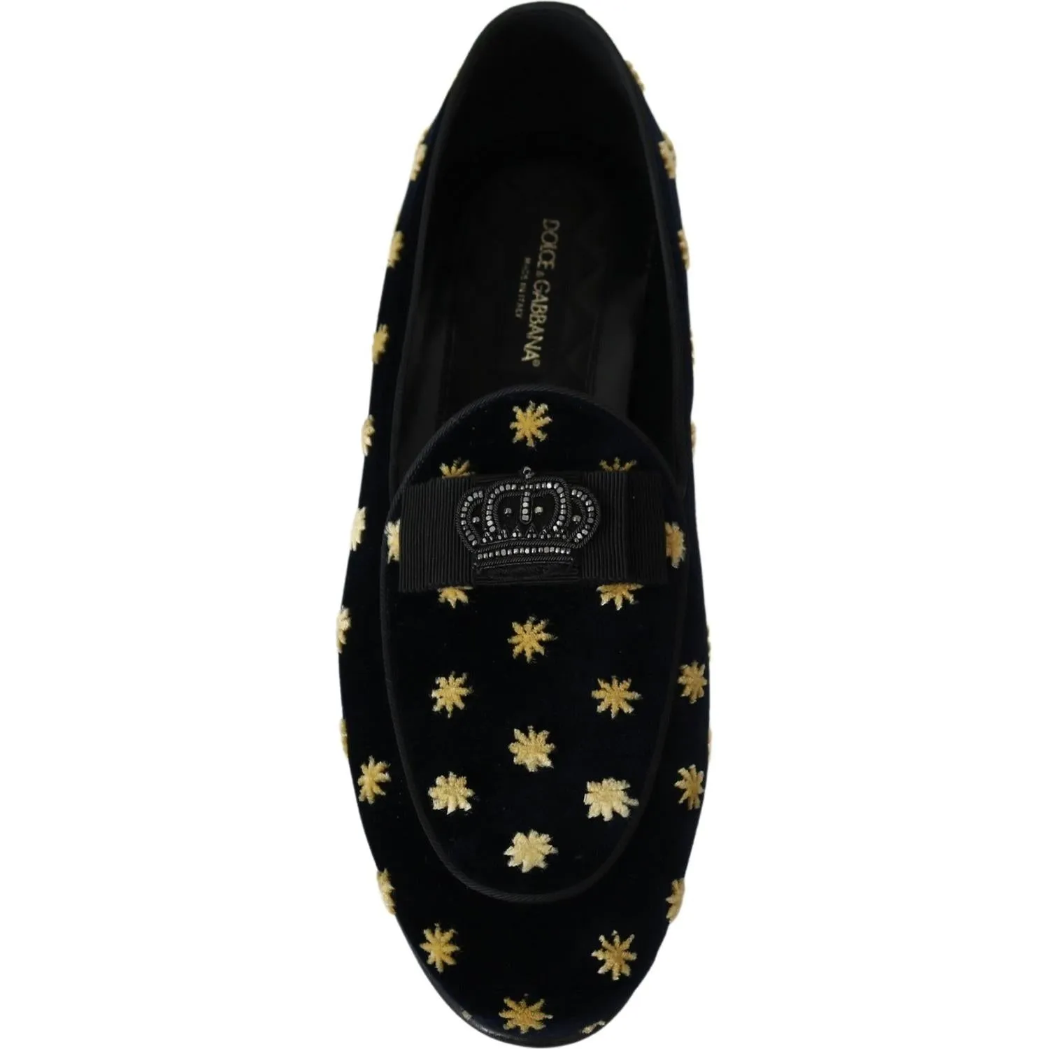 Dolce & Gabbana Elegant Velvet Crown Embroidery Loafers