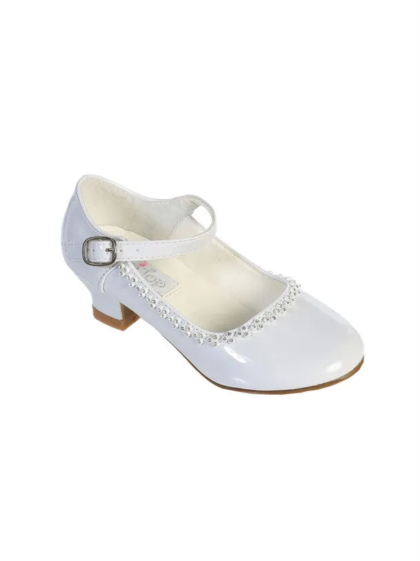 Flower Girls Rhinestone Detailed Patent Heel Shoes GS-002