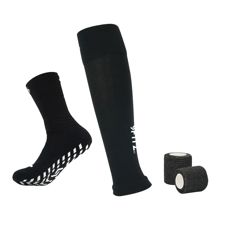 Player Pack Grip Socks   Leg Sleeves   Bandage Tape Black