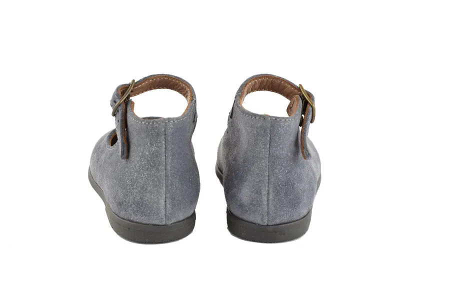 PèPè Girls Grey Shimmering Suede Mary Jane