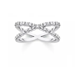 Silver Zirconia Criss Cross Ring TR2318-051-14