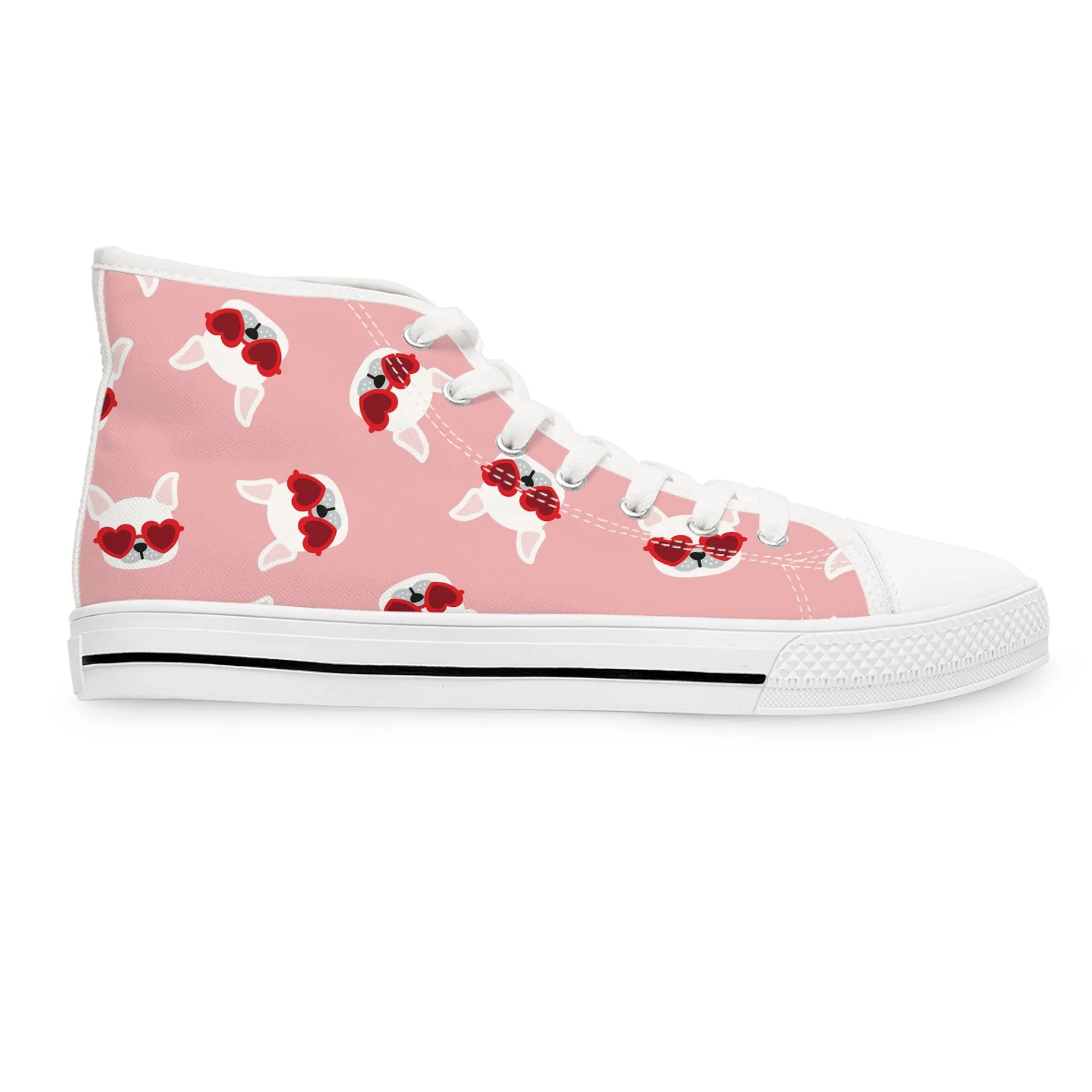 White Dog Sunglasses Women's High Top Sneakers