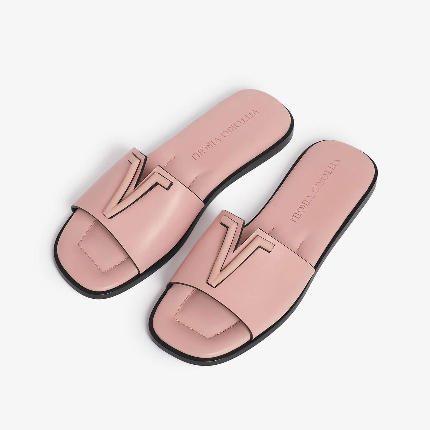 Women's leather slider sandal