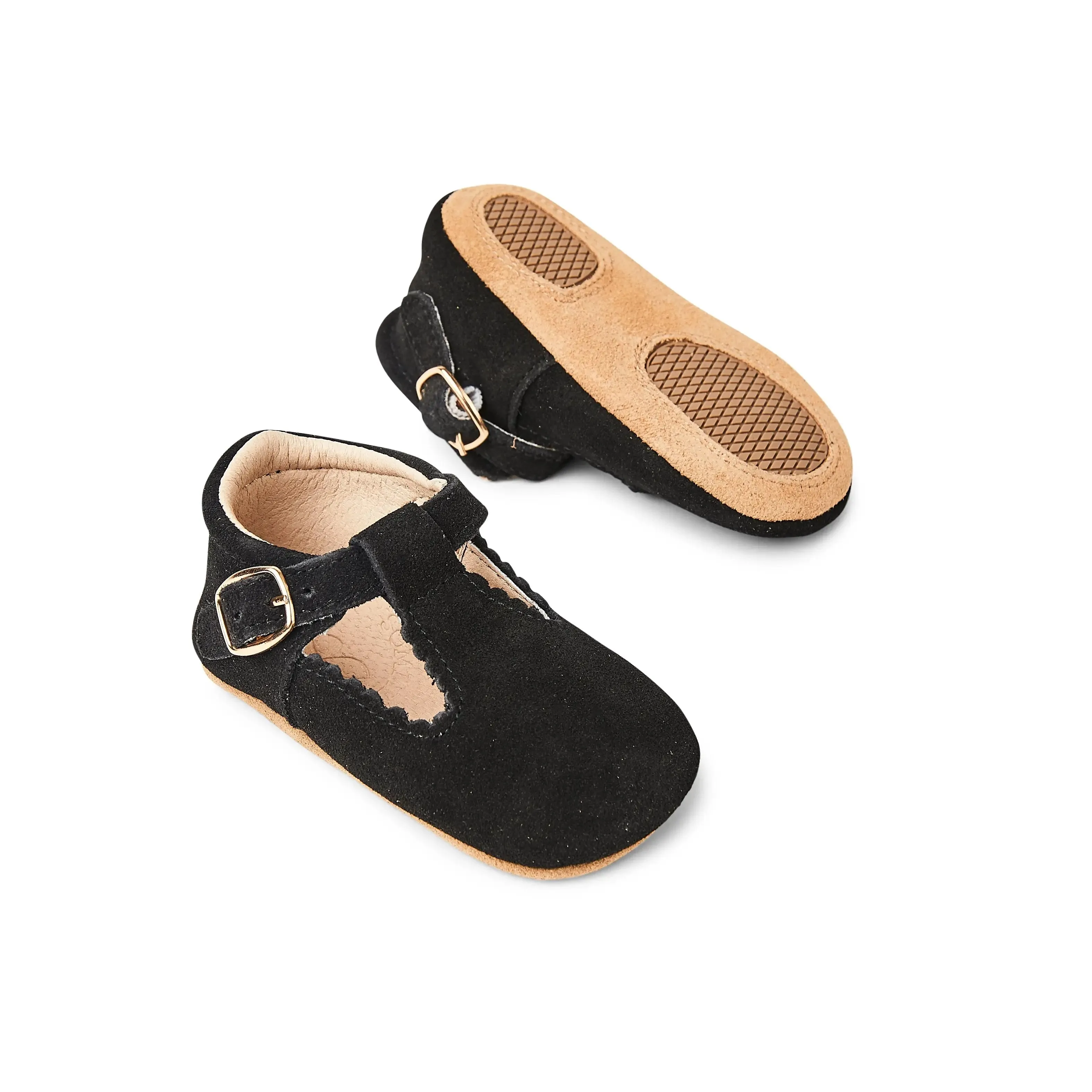 Woodsmoke Suede Leather Baby T Bar Shoe